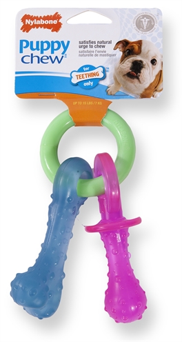 Nylabone puppy chew bijtring speen / bot puppyspeelgoed (TOT 7 KG)