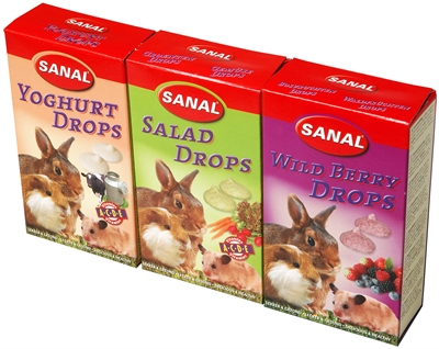Sanal knaagdier 3-pack drops yogurt/salad/wild berry (3X45 GR)