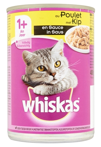 Whiskas blik adult brokjes in saus kip (12X400 GR)