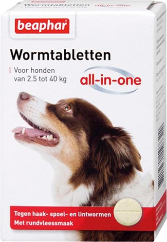 Beaphar wormtablet all-in-one hond (2,5-40 KG 4 TBL)