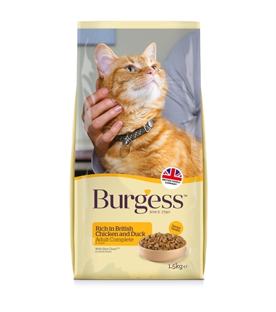 Burgess cat adult rijk aan kip en eend (1,5 KG)