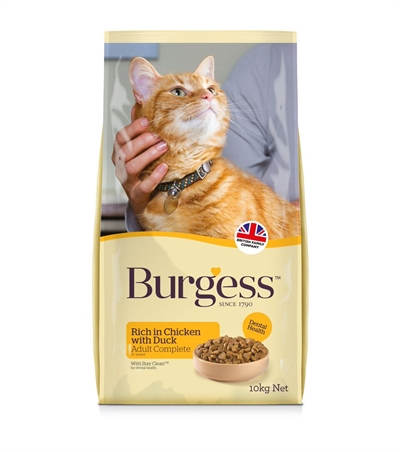 Burgess cat adult rijk aan kip en eend (10 KG)