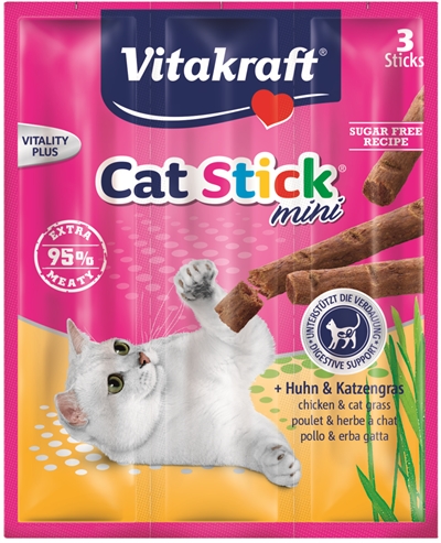 Vitakraft cat-stick mini kip / kattengras (3 ST)