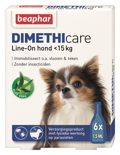 Beaphar dimethicare line-on hond tegen vlooien en teken (<15 KG 6 PIP 1,5 ML)