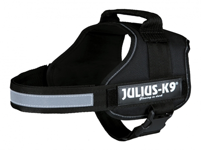 Julius k9 power-harnas / tuig voor labels zwart (MAAT 0/58-76 CM)