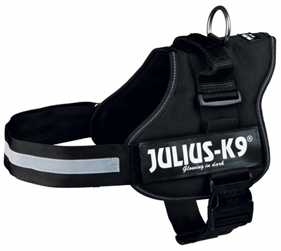 Julius k9 power-harnas / tuig voor labels zwart (MAAT 1/66-85 CM)