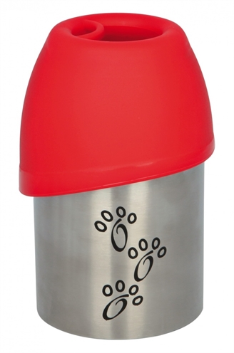Trixie drinkfles rvs met plastic drinkbakje (300 ML)