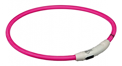 Trixie halsband flash light lichtgevend usb oplaadbaar roze (7 MMX65 CM)