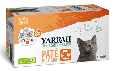 Yarrah organic kat multipack pate zalm / kalkoen / rund (8X100 GR)