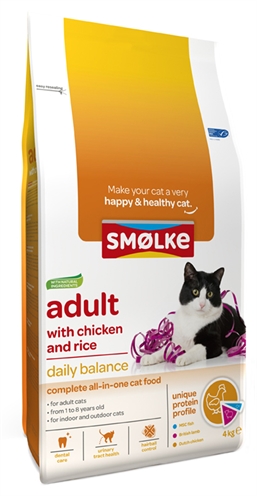 Smolke cat adult kip / rijst (4 KG)