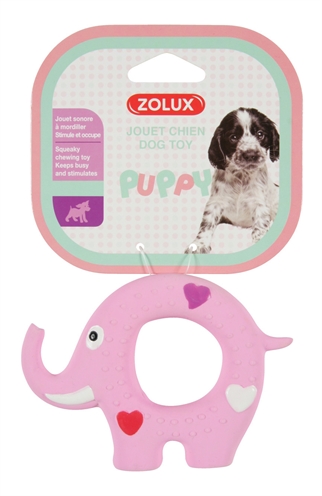 Zolux puppyspeelgoed latex olifant roze (11,5X2X8 CM)