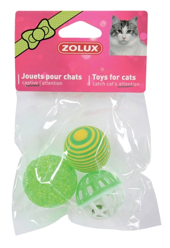 Zolux kattenspeelgoed ballen groen (4 CM 3 ST)