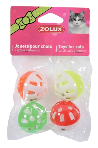 Zolux kattenspeelgoed bal met bel assorti (3 CM 4 ST)