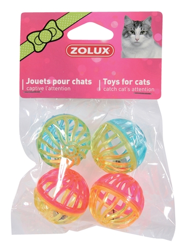 Zolux kattenspeelgoed bal met bel assorti (4 CM 4 ST)