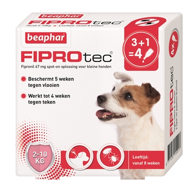 Beaphar fiprotec hond tegen teken en vlooien (2-10 KG 3+1 PIP)