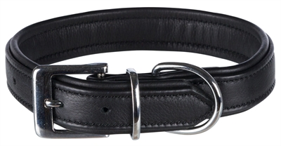 Trixie halsband hond active comfort leer zwart (52-63X3,5 CM)