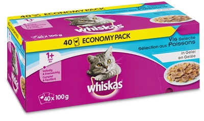 Whiskas multipack pouch adult vis selectie in gelei (40X100 GR)