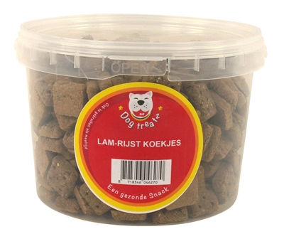 Dog treatz lam / rijst koekjes (1400 GR 3 LTR)