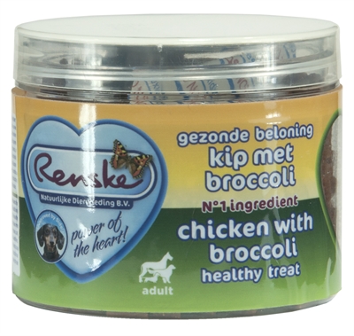 Renske hond gezonde beloning mini hartjes kip / broccoli (100 GR)