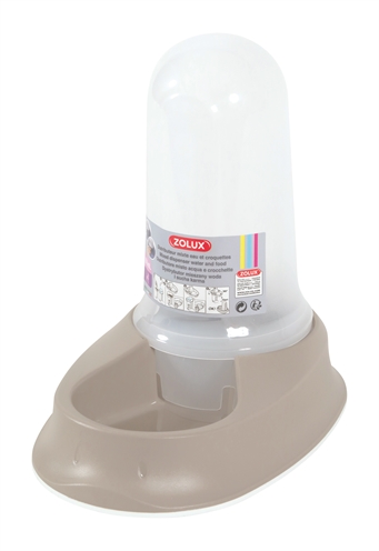 Zolux non-slip smart voer-/waterdispenser taupe (27X17,5X7 CM)