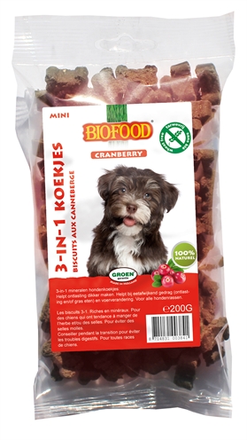 Biofood 3 in 1 hondenkoekjes met cranberry mini (200 GR)