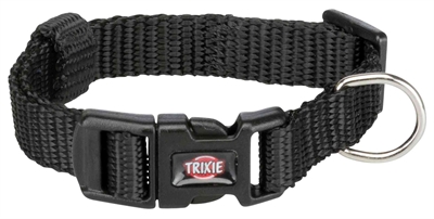 Trixie halsband hond premium zwart (25-40X1,5 CM)