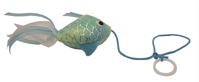 Happy pet mermaid goudvis aan touw blauw (17X5X4CM)