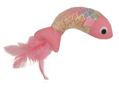 Happy pet mermaid vis met veren roze (13X10X3CM)