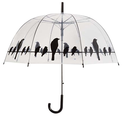 Paraplu vogels op draad transparant / zwart (81,5 CM)