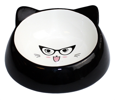 Happy pet voerbak kat specs zwart (15X15X7 CM)