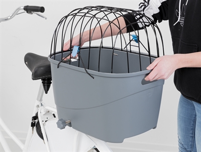 Trixie fietsmand voor bagagedrager met draadkoepel kunststof grijs (46X36X47 CM)