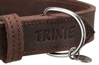 Trixie halsband hond rustic vetleer donkerbruin (27-34X1,8 CM)