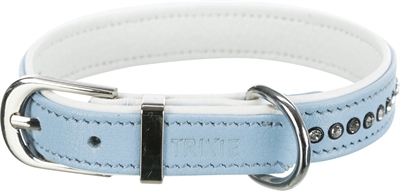 Trixie halsband hond active comfort met strass steen leer lichtblauw (17-21X1,2 CM)
