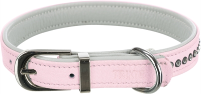 Trixie halsband hond active comfort met strass steentjes leer roze (27-33X1,5 CM)