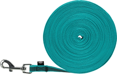 Trixie hondenriem sleeplijn met rubber turquoise (10 MTR X 1,5 CM)