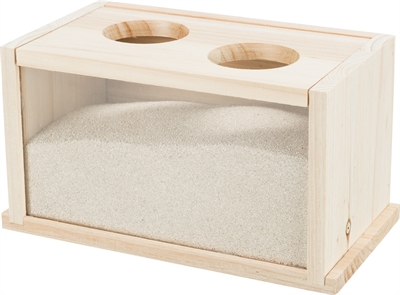 Trixie zandbad voor muizen / hamsters hout (20X12X12 CM)