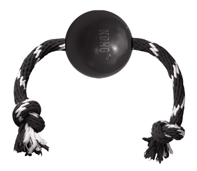 Kong extreme bal met touw zwart / wit (7,5X7,5X7,5 CM)