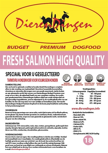 Budget premium dogfood fresh salmon high quality (14 KG)