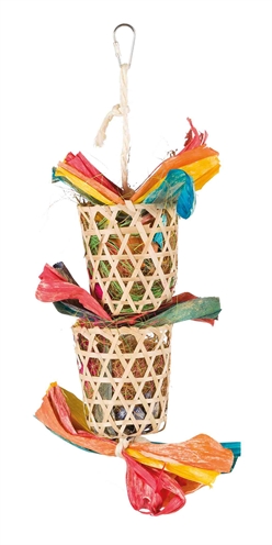 Trixie vogel natuurspeelgoed aan sisalkoord palmblad / maÏslies (35 CM)