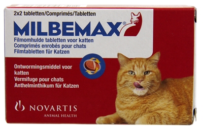 Milbemax tablet ontworming  kat (LARGE 2X2 TABL)