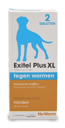 Exitel plus hond no worm tabletten (HOND VANAF 17,5 KG 2 TBL)